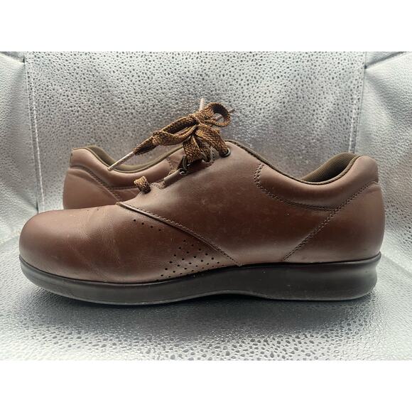 SAS Free Time Womens Comfort Walking Brown Leather Lace Up Shoes - Picture 4 of 7